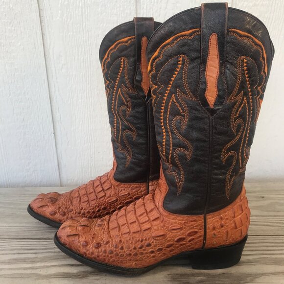 Arango Crocodile Embossed Print Mens Brown Leather Western Boots US 7 MX 26 - Picture 1 of 14